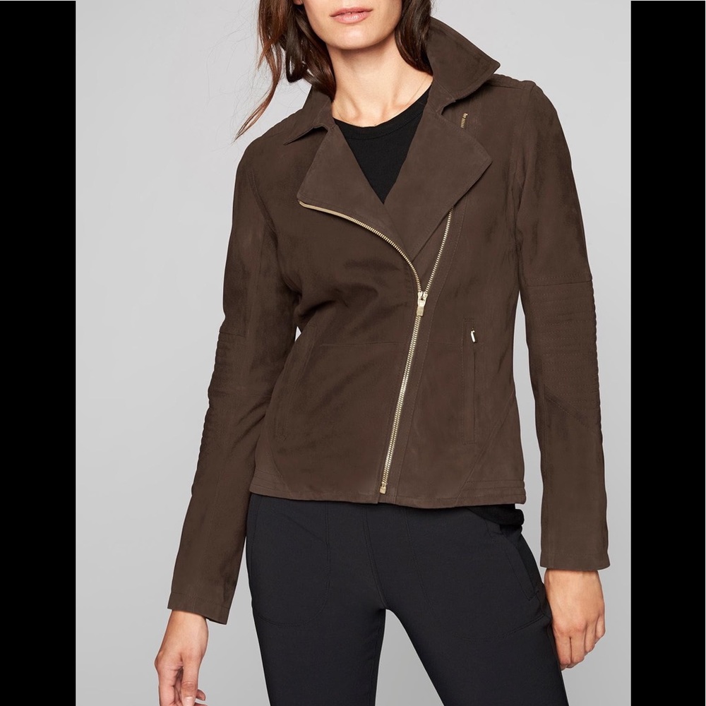 Athleta Jacket Suede Leather Zippers Helena XS